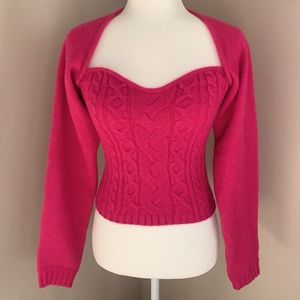 Wayf Pink Cable Knit Bustier Sweater and Shrug set size Small